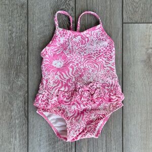 Lilly Pulitzer Pink and White One Piece Swimsuit